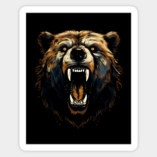 Angry Brown Bear Vintage Design Sticker